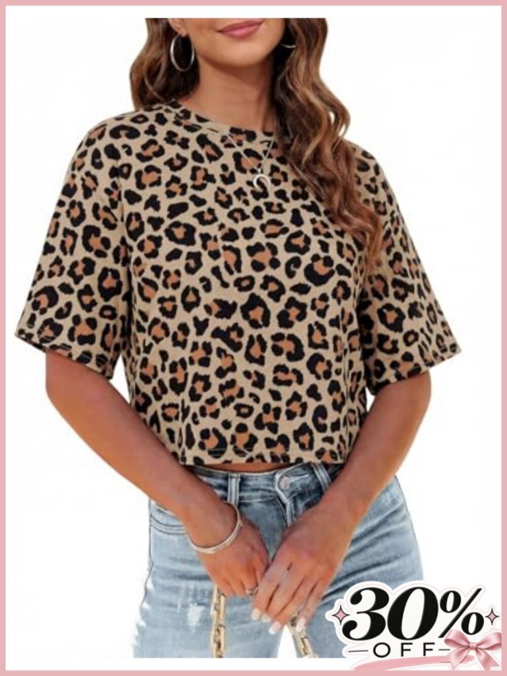 Women's Half Sleeve Cropped Tee Y2K Tie Dye Leopard Print Casual Summer Top